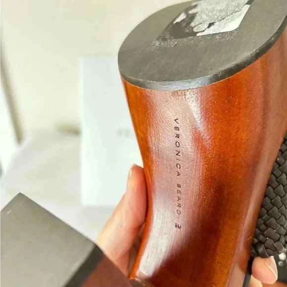 NWB Veronica Beard Guadalupe Leather Wood Chunky Braided Platform Sandal Heel 9 - Picture 6 of 8